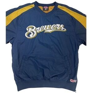 Stitches MLB Milwaukee Brewers Pullover Windbreaker Y2K Gorpcore Baseball L